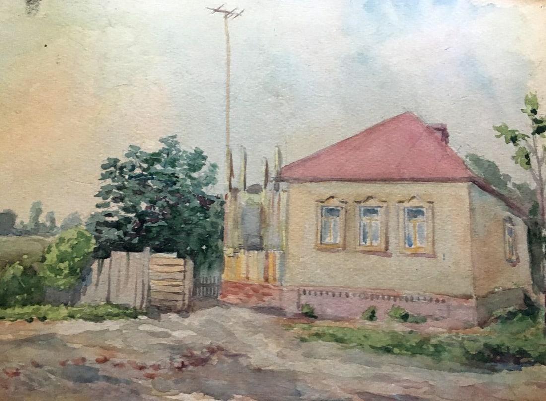 Watercolor painting Village Dmitry Lednev - 6