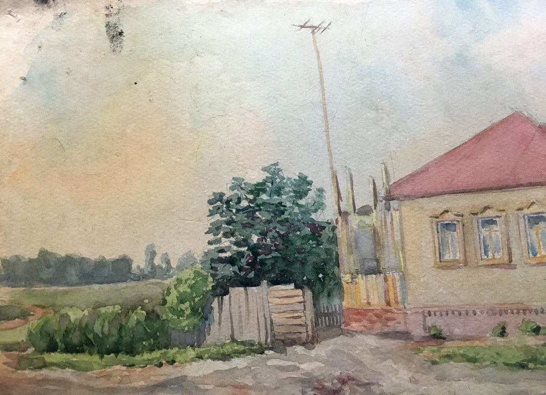 Watercolor painting Village Dmitry Lednev - 7