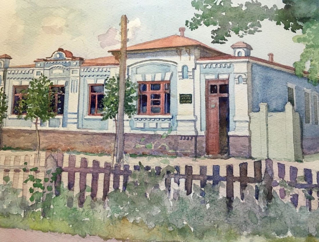 Watercolor painting Museum Dmitry Lednev - 5