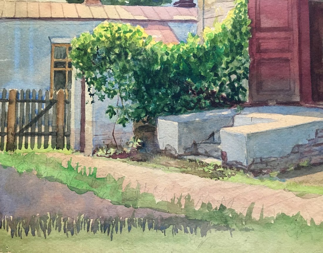 Watercolor painting Our courtyard Dmitry Lednev - 5