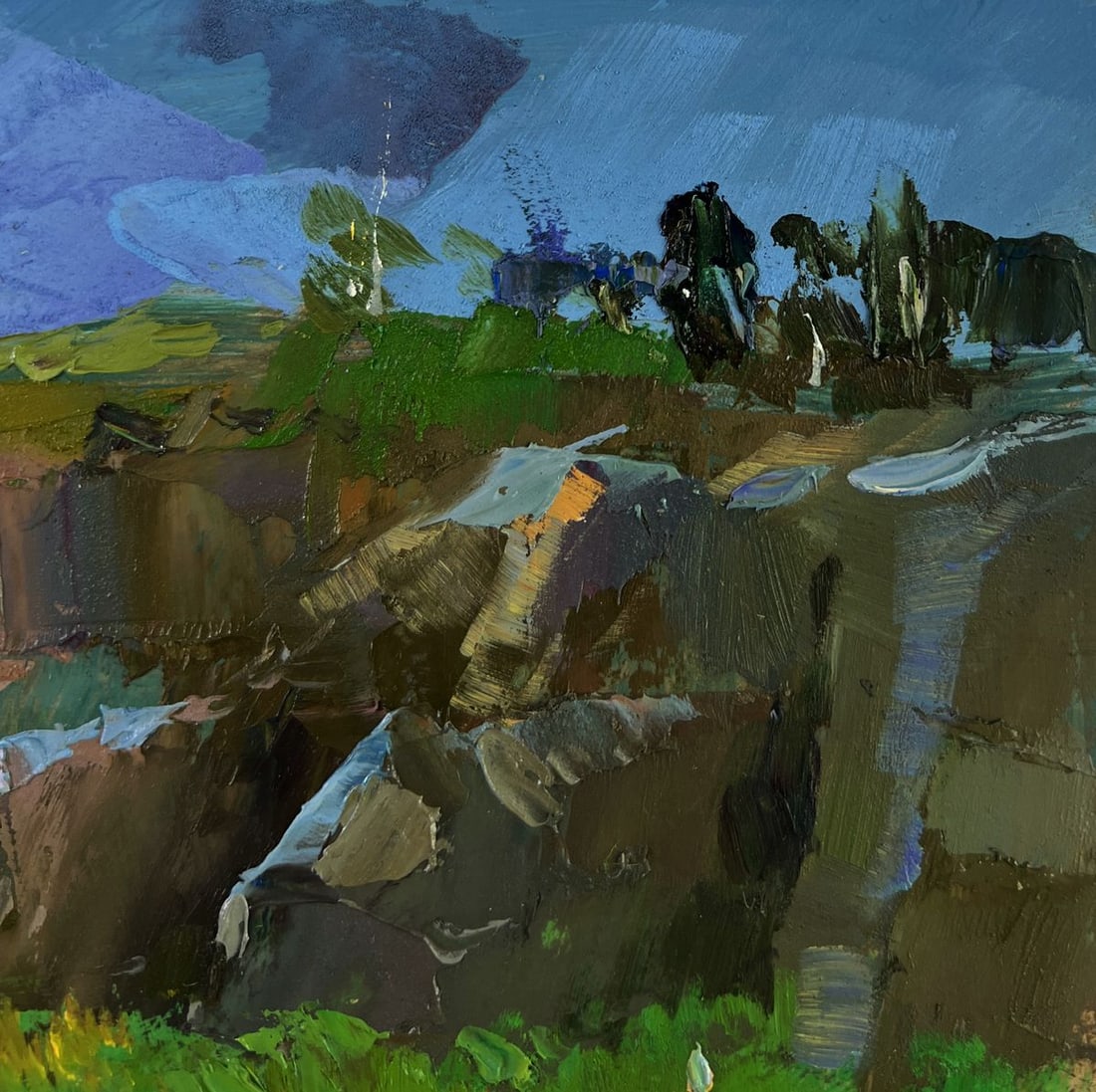 Oil painting River flows through rocky cliffs Yuriy Suprunchuk - 4