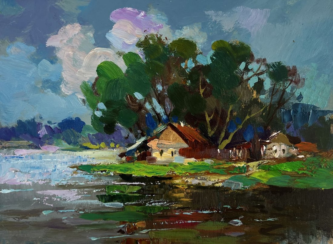 Oil painting The river flows past the village Yuriy Suprunchuk - 3