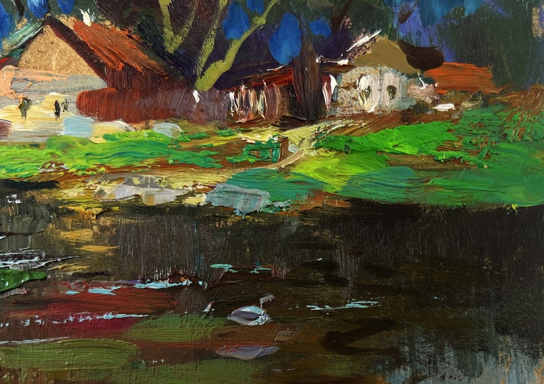 Oil painting The river flows past the village Yuriy Suprunchuk - 5