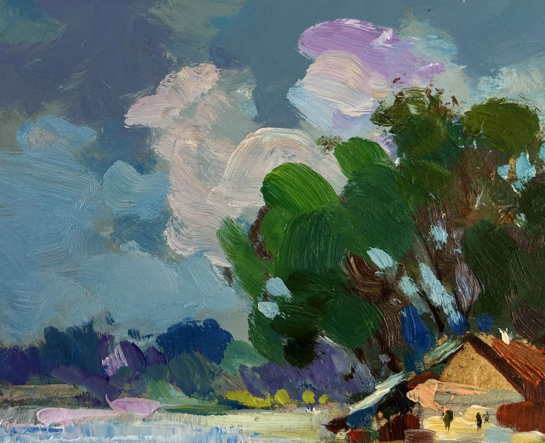 Oil painting The river flows past the village Yuriy Suprunchuk - 7