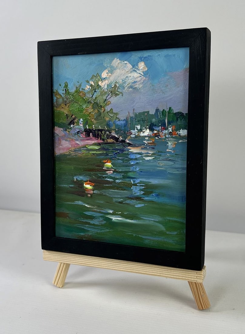 Oil painting City river in summer Yuriy Suprunchuk - 2