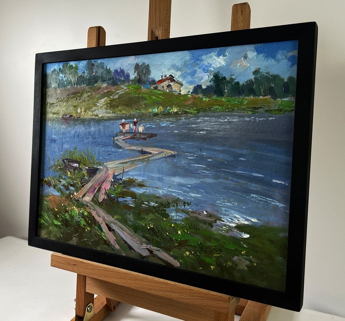 Oil painting People looking at the flow of river Yuriy Suprunchuk - 2