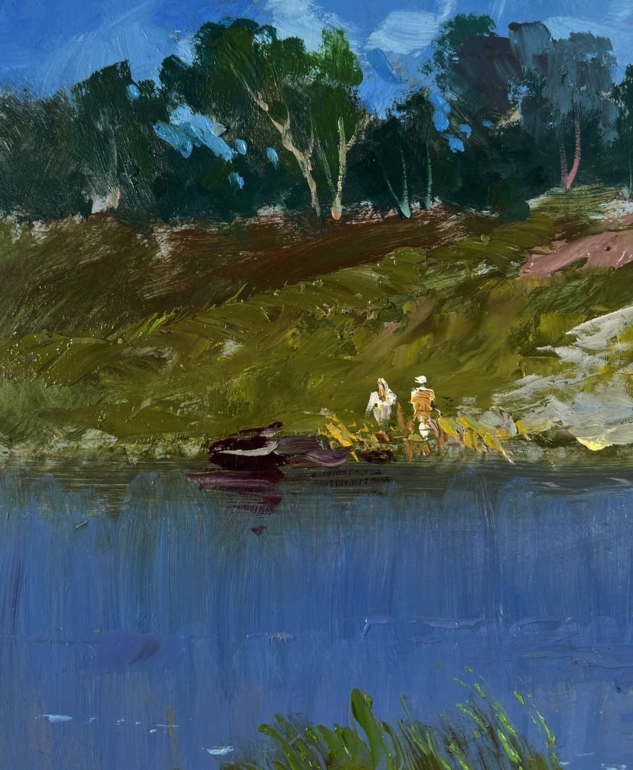 Oil painting People looking at the flow of river Yuriy Suprunchuk - 6