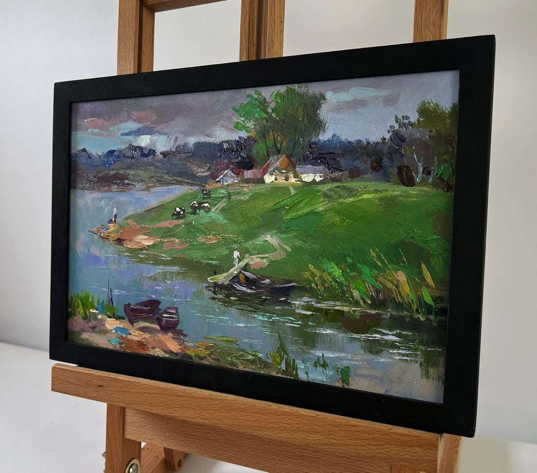 Oil painting Village nestled on a quiet shore Yuriy Suprunchuk - 2