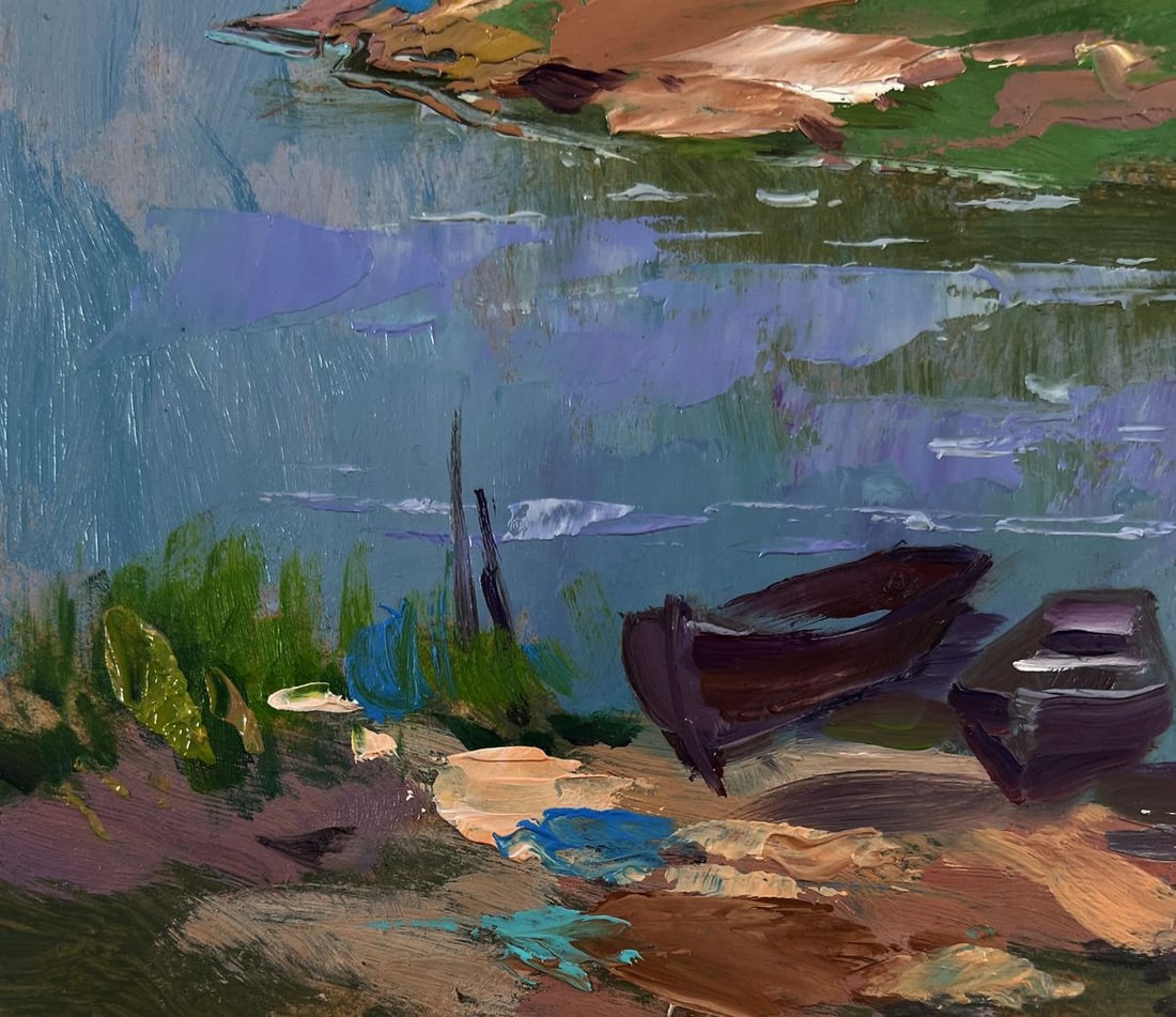 Oil painting Village nestled on a quiet shore Yuriy Suprunchuk - 7