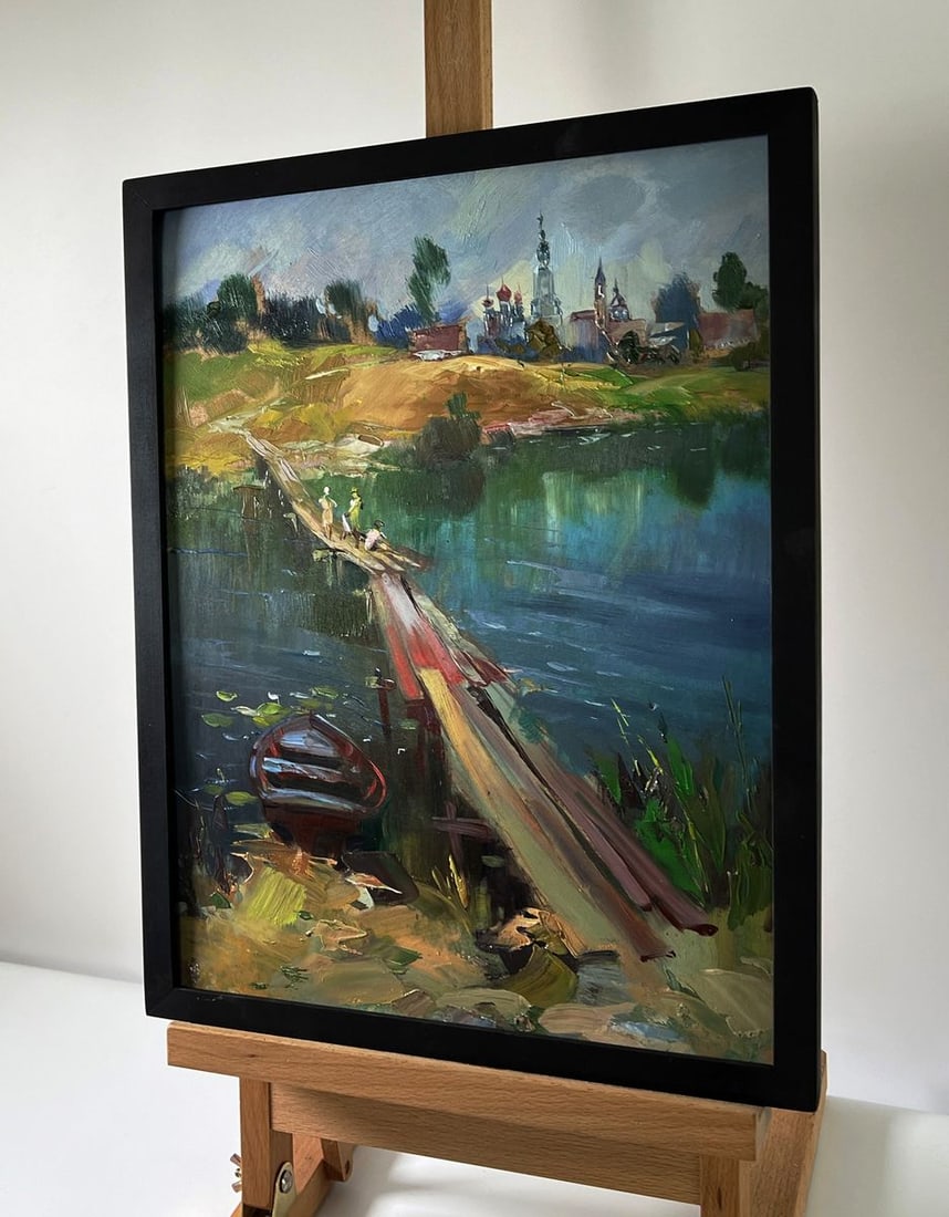 Oil painting Children are walking by the river Yuriy Suprunchuk - 2