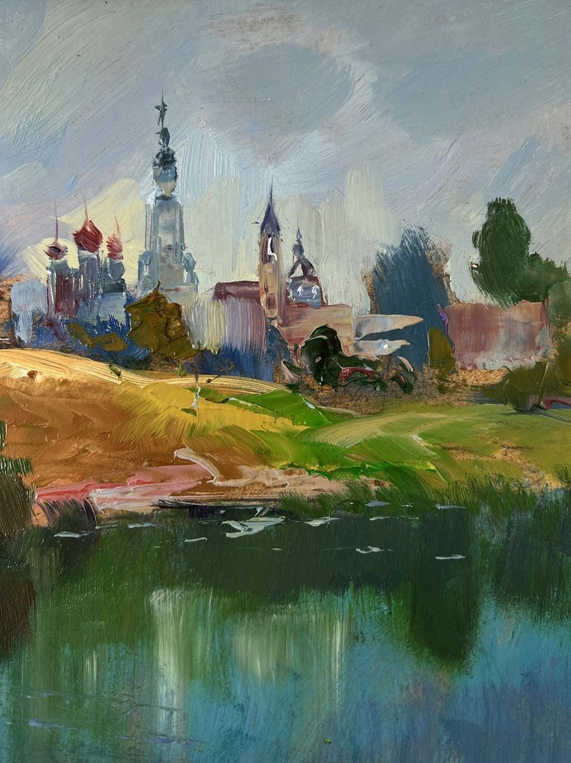 Oil painting Children are walking by the river Yuriy Suprunchuk - 4