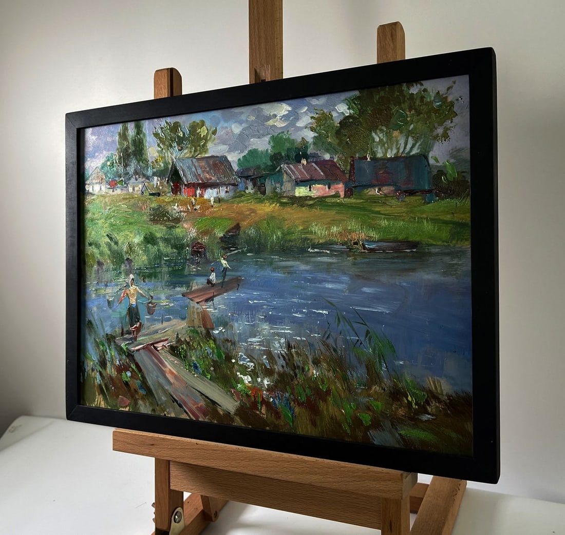Oil painting Life by the village river Yuriy Suprunchuk - 2