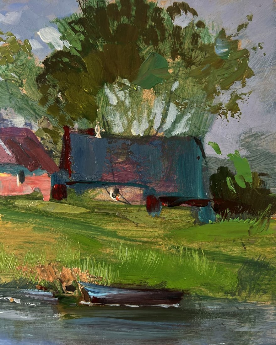 Oil painting Life by the village river Yuriy Suprunchuk - 4