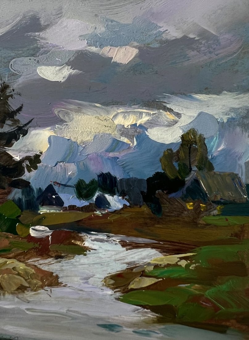 Oil painting Girl on the river bridge Yuriy Suprunchuk - 4