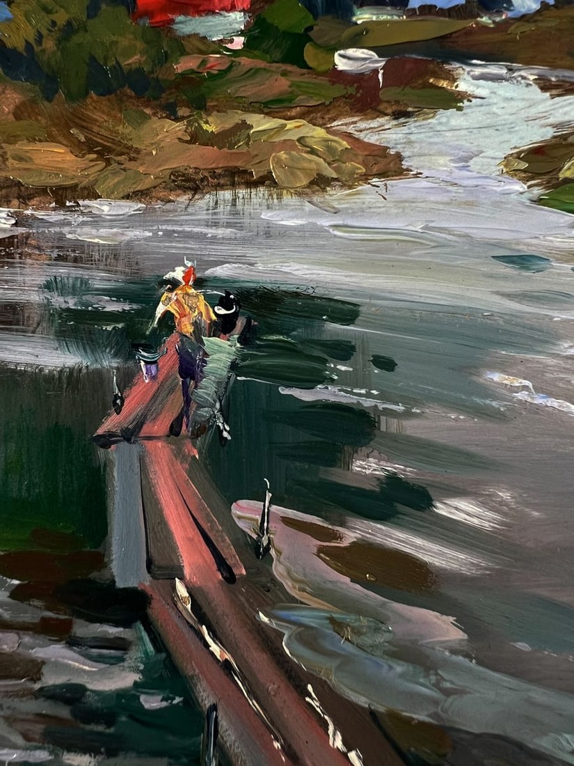 Oil painting Girl on the river bridge Yuriy Suprunchuk - 6