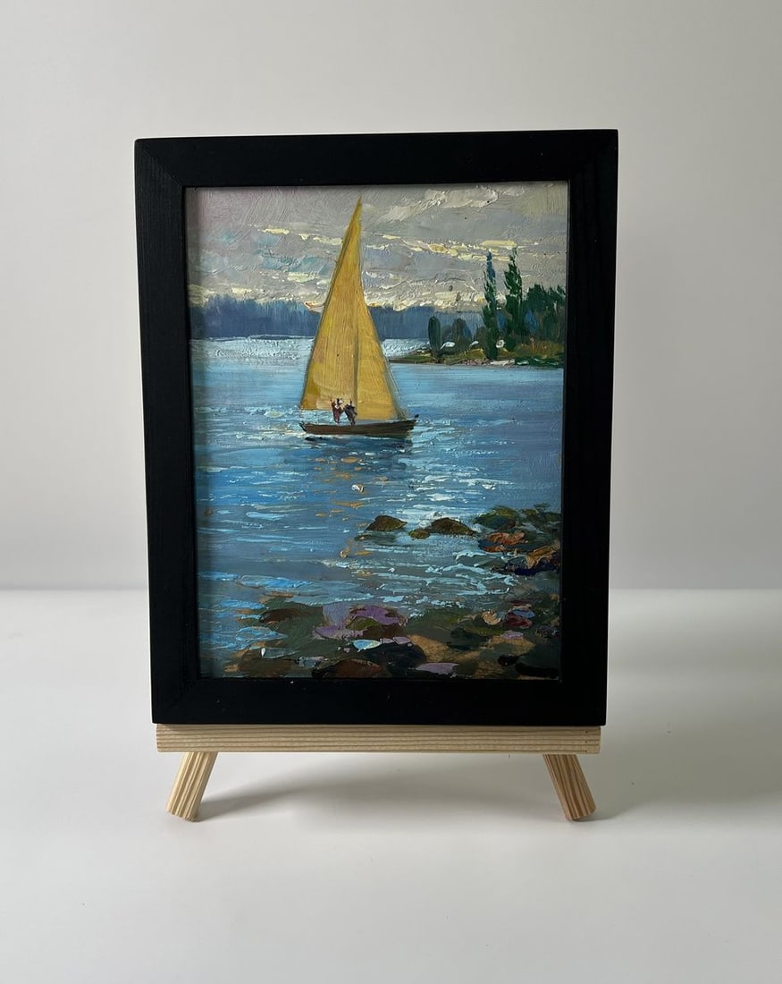 Oil painting A sailboat on the river Yuriy Suprunchuk (1 of 8)