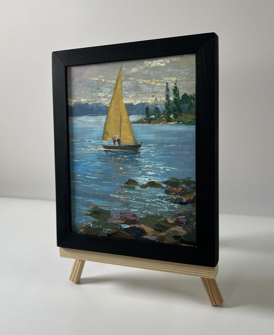 Oil painting A sailboat on the river Yuriy Suprunchuk - 2