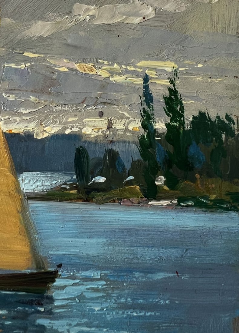 Oil painting A sailboat on the river Yuriy Suprunchuk - 4