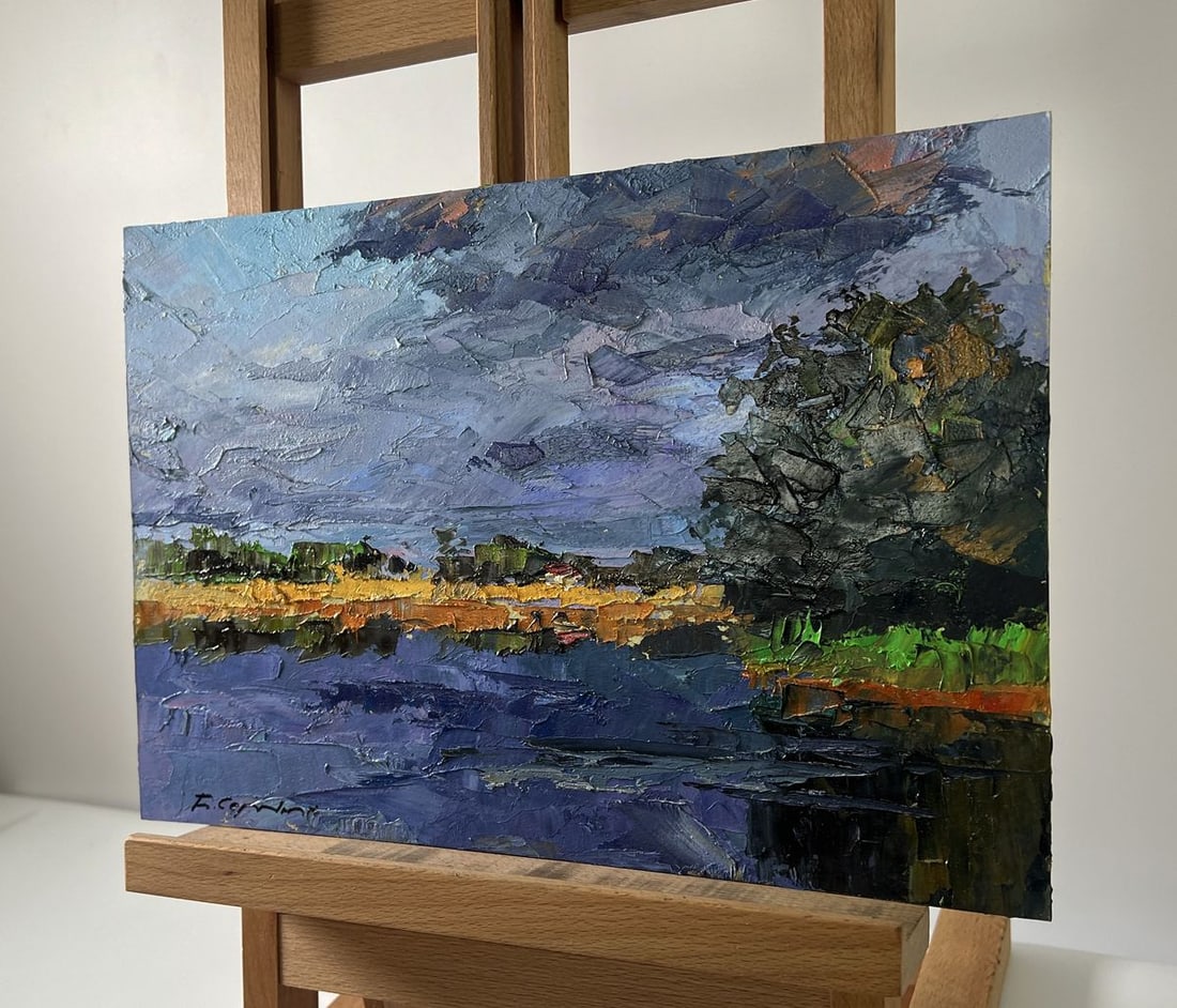Oil painting A river near a field Boris Serdyuk - 2
