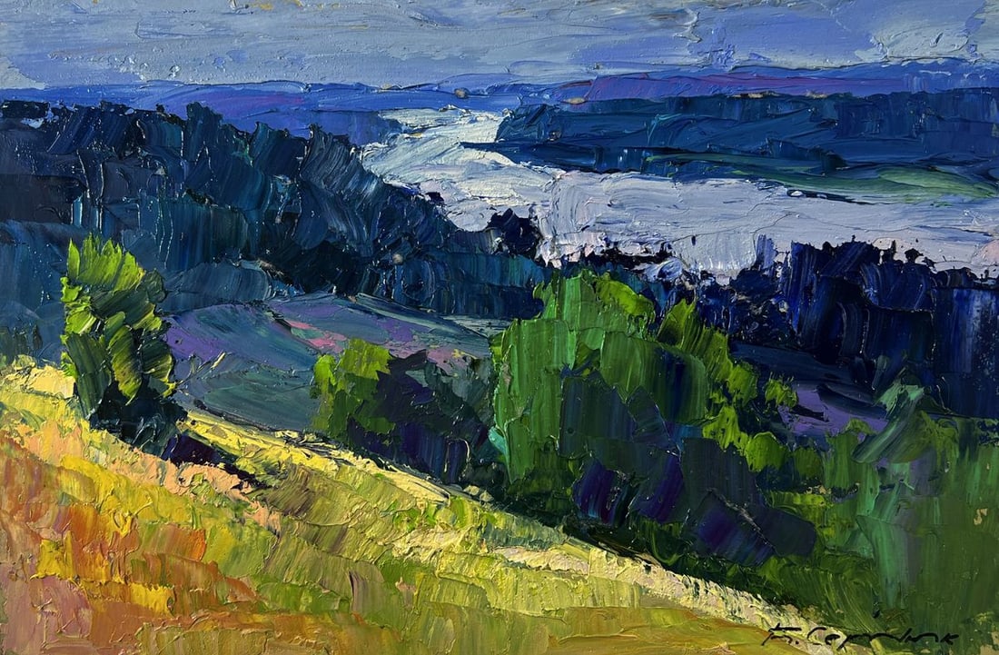 Oil painting The river flows along the forest Boris Serdyuk - 3