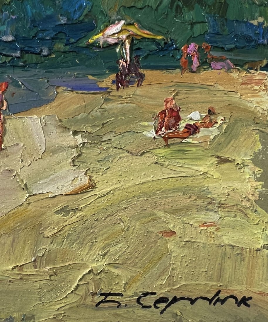 Oil painting People are relaxing on the river Boris Serdyuk - 9