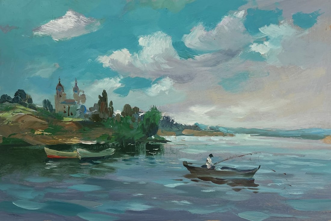 Oil painting Summer quiet fishing Yuriy Suprunchuk - 3
