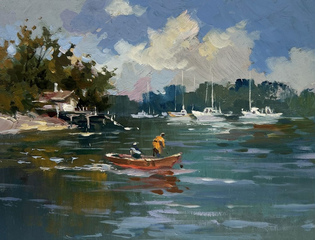 Oil painting At the summer yacht club Yuriy Suprunchuk - 3