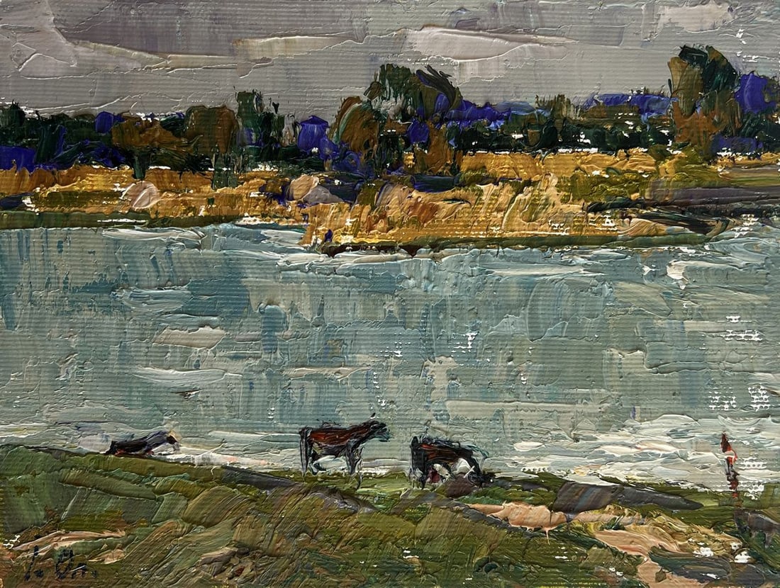 Oil painting At the watering hole Alex Kalenyuk - 3