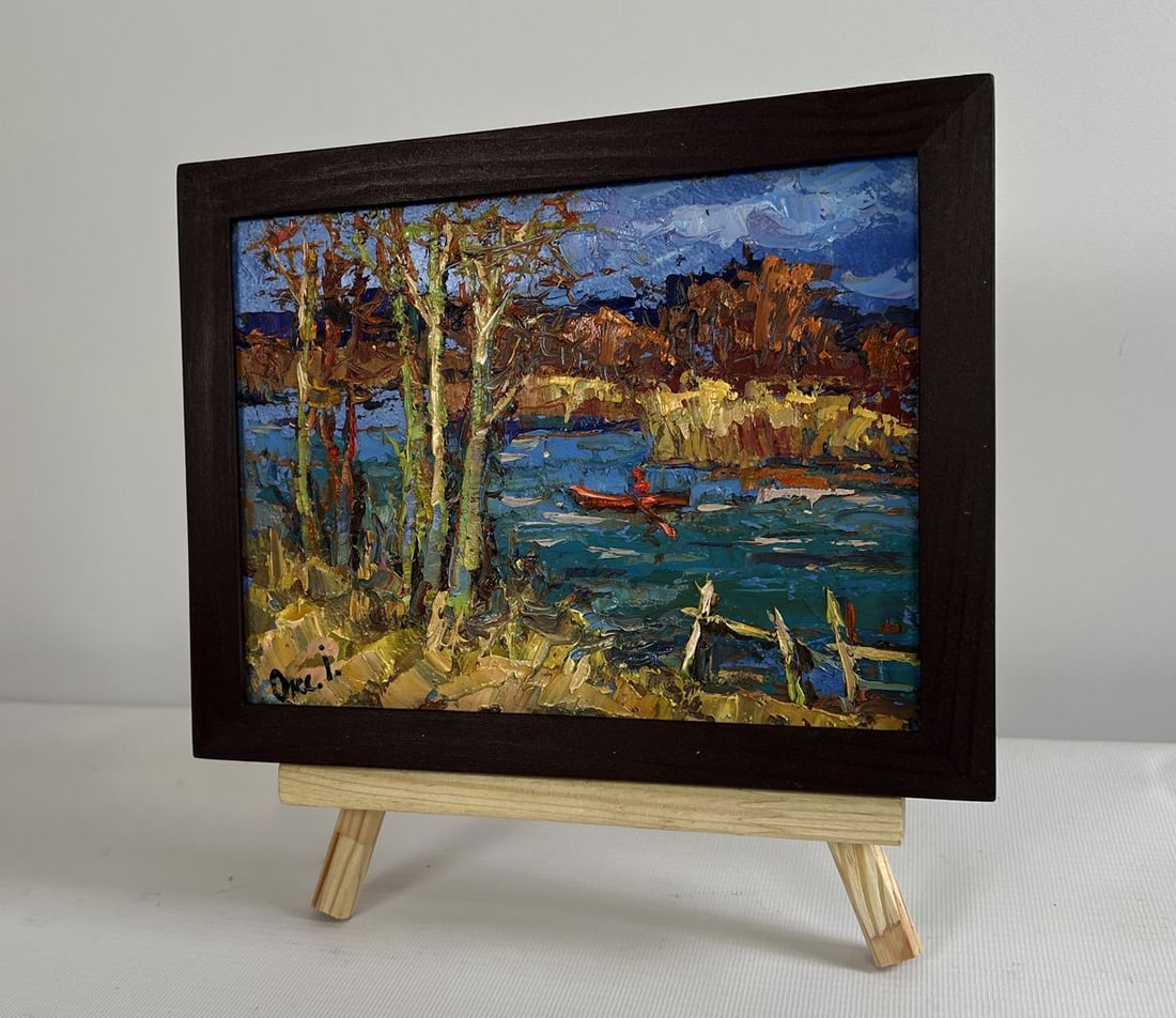 Oil painting Autumn river waters Oksana Kalenyuk - 2