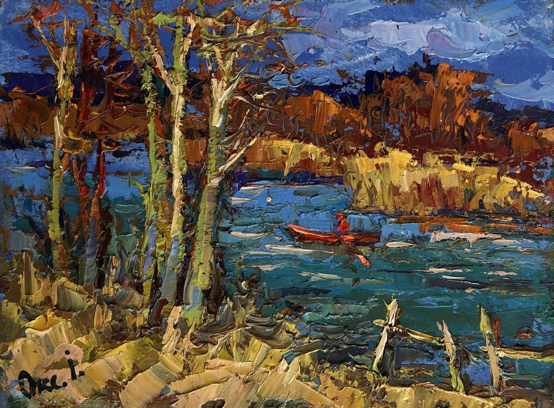 Oil painting Autumn river waters Oksana Kalenyuk - 3
