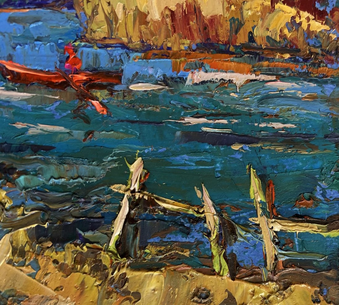 Oil painting Autumn river waters Oksana Kalenyuk - 4