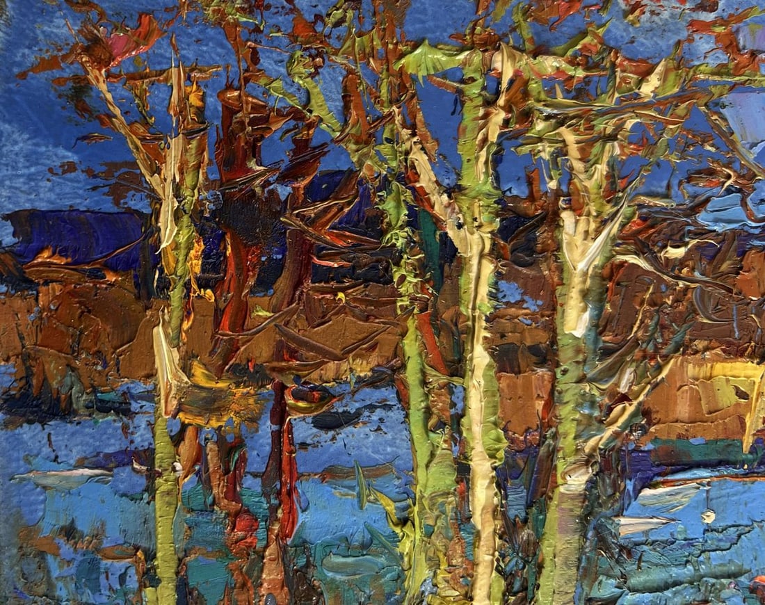 Oil painting Autumn river waters Oksana Kalenyuk - 6