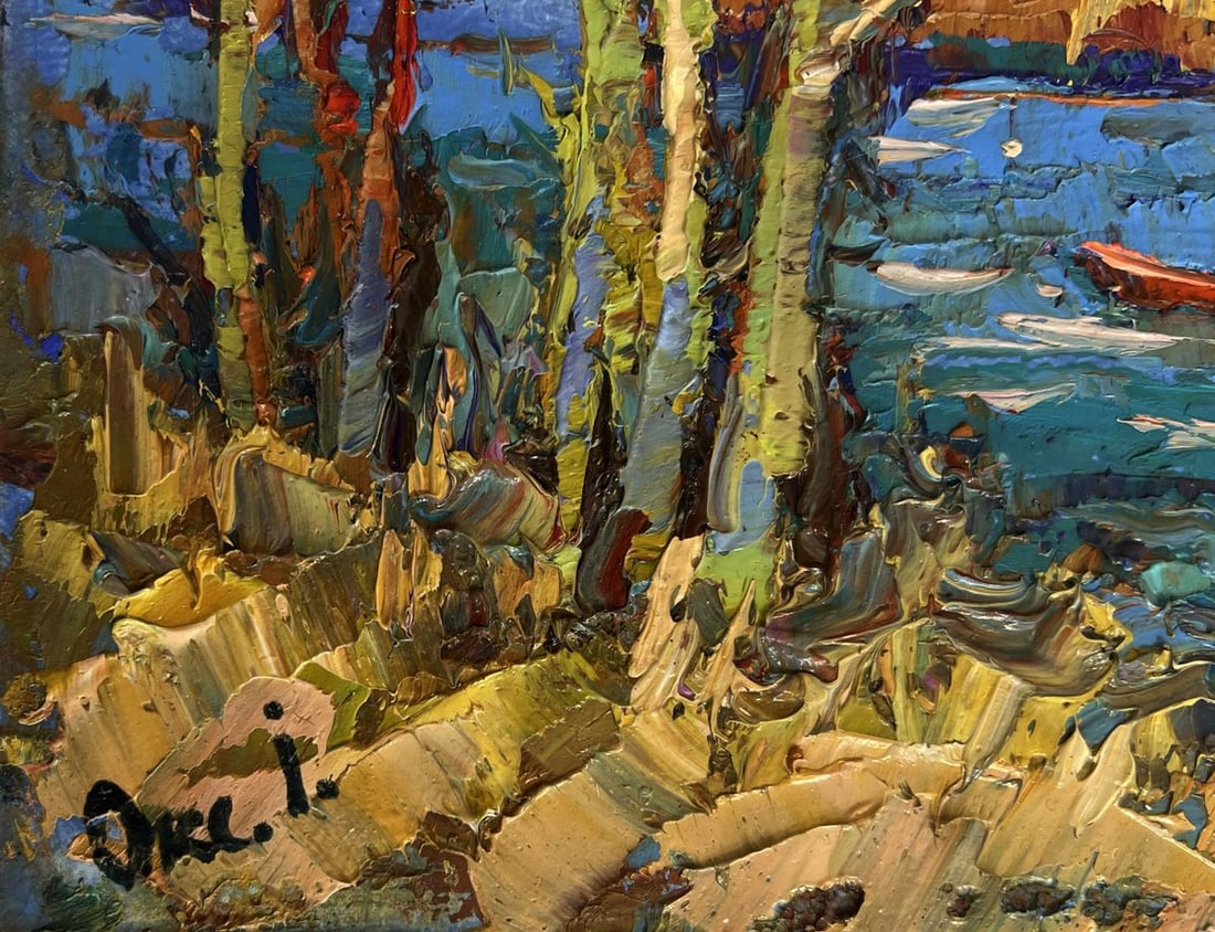 Oil painting Autumn river waters Oksana Kalenyuk - 7