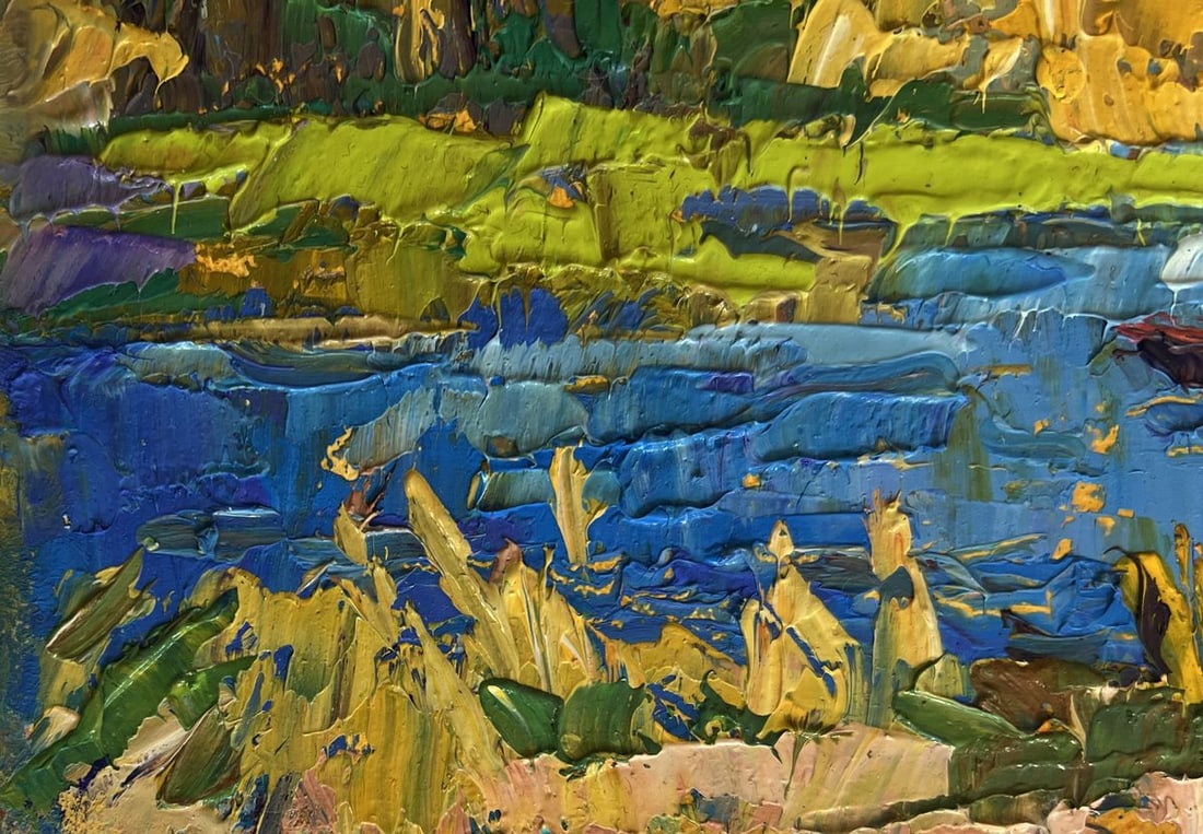 Oil painting Early autumn fishing Oksana Kalenyuk - 4