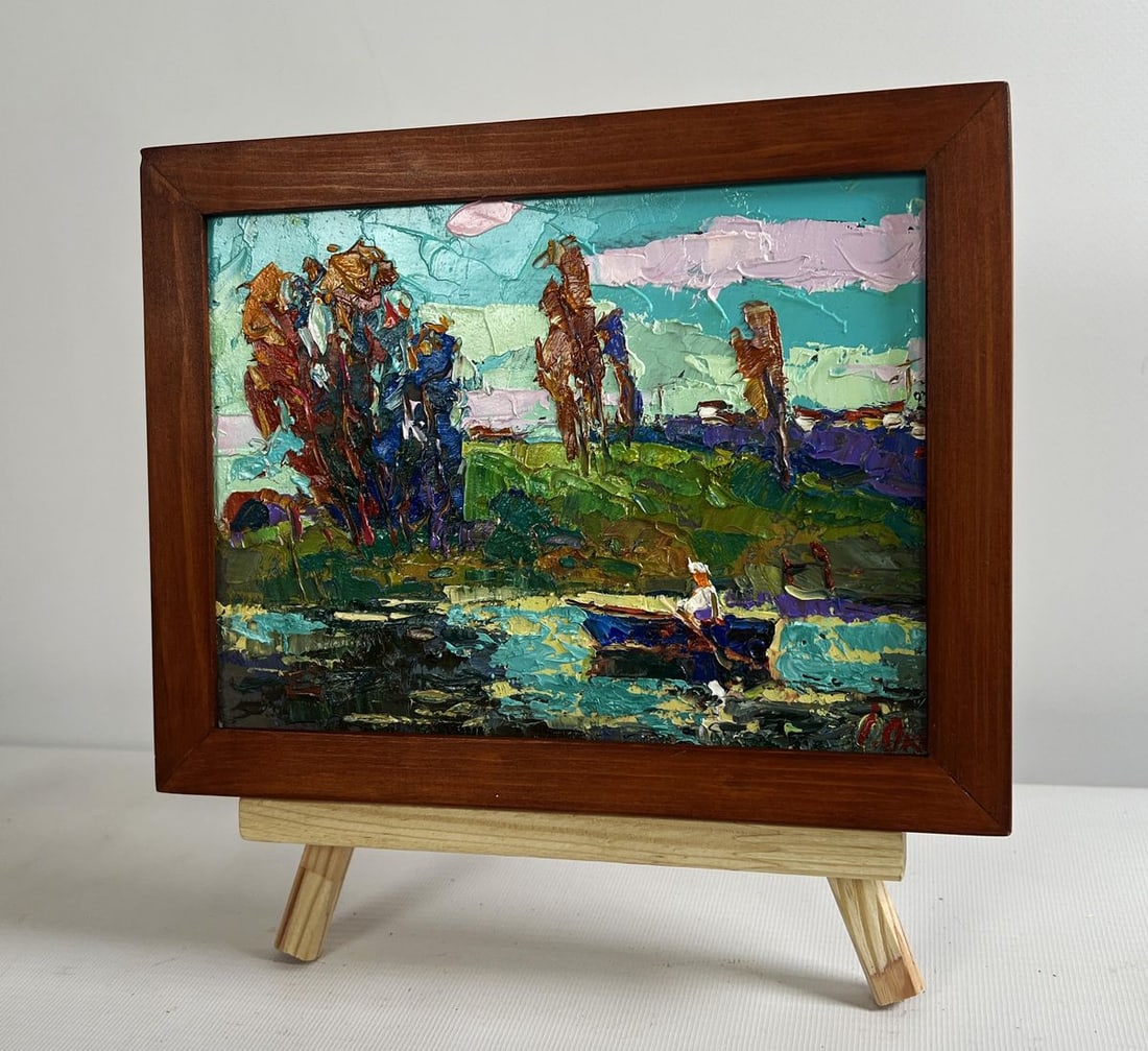 Oil painting Relaxation on the river Oksana Kalenyuk - 2