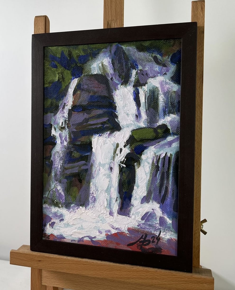 Acrylic painting The sound of water among the rocks Mykhailo Patskan - 2