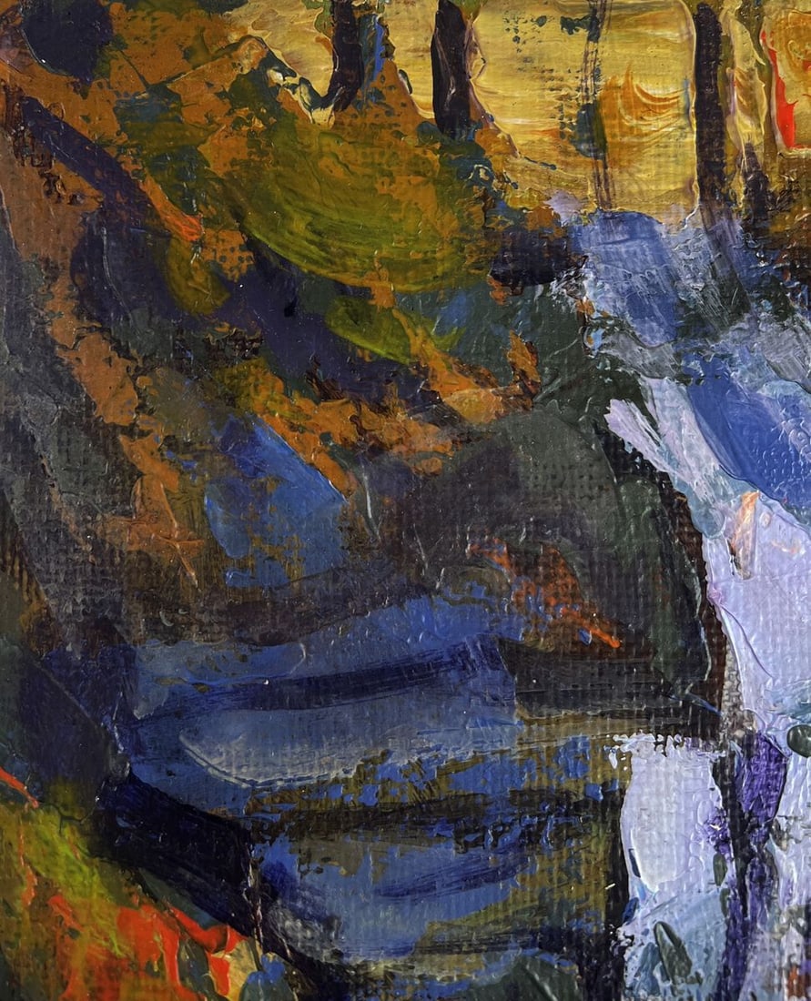 Acrylic painting A babbling brook in the forest Mykhailo Patskan - 5