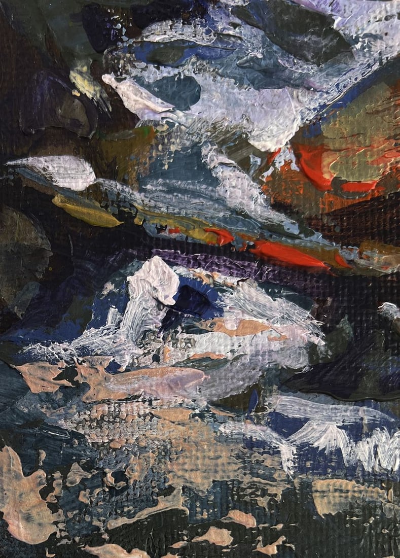 Acrylic painting A babbling brook in the forest Mykhailo Patskan - 7