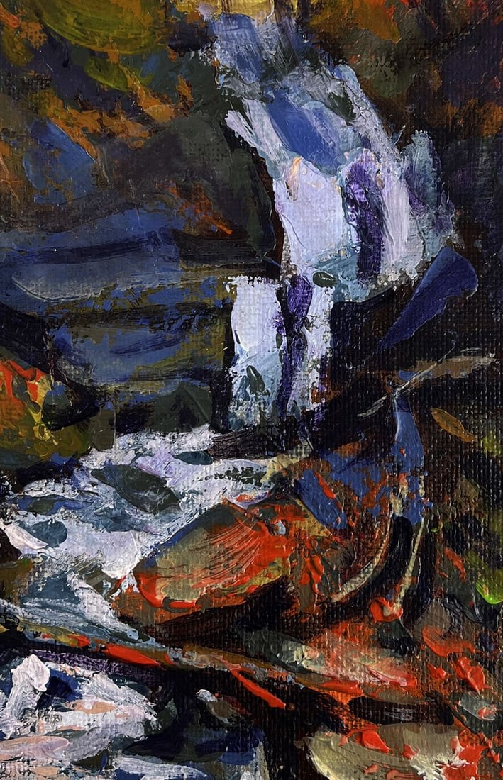 Acrylic painting A babbling brook in the forest Mykhailo Patskan - 8