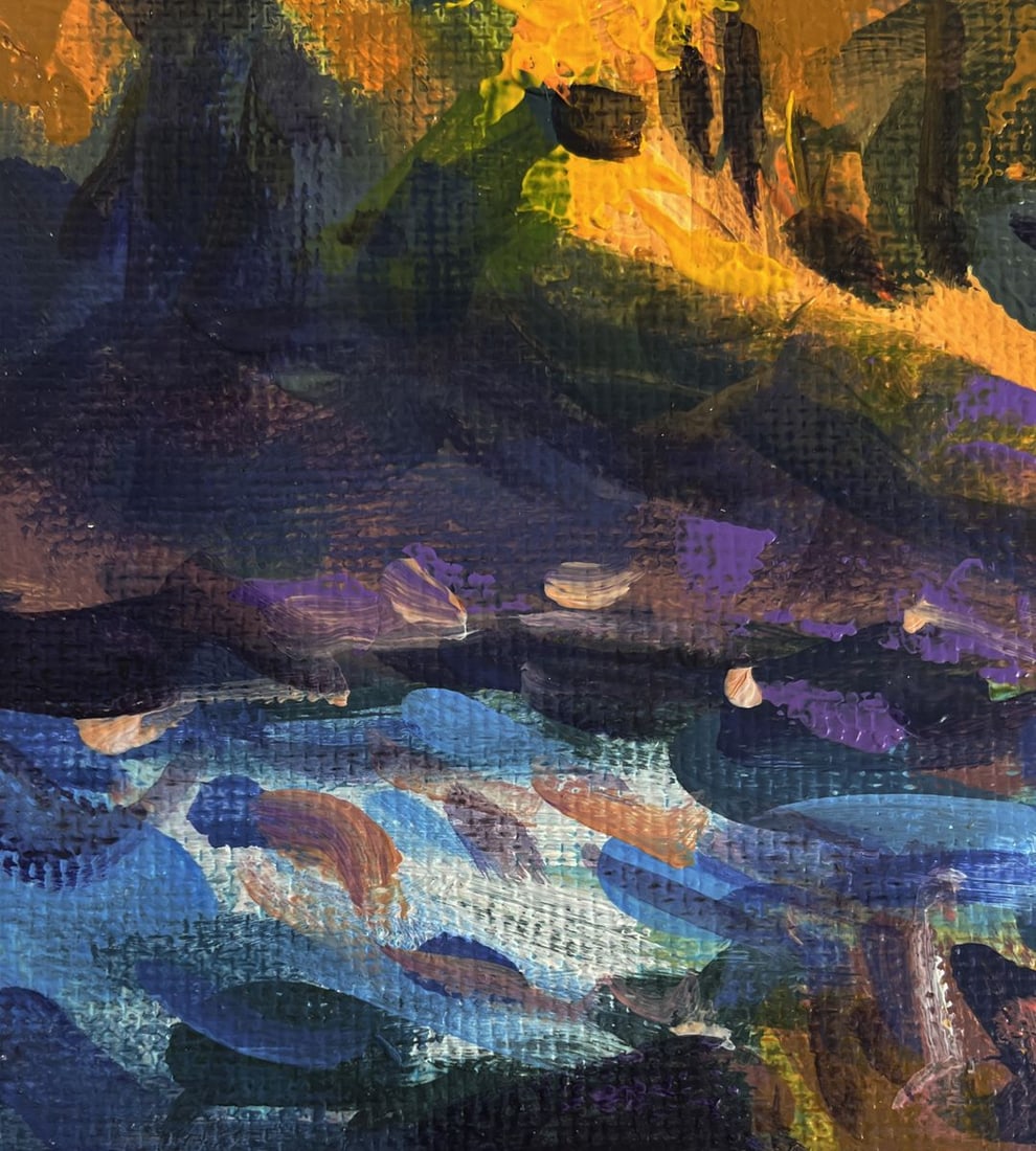 Acrylic painting Fast river in the forest Mykhailo Patskan - 7