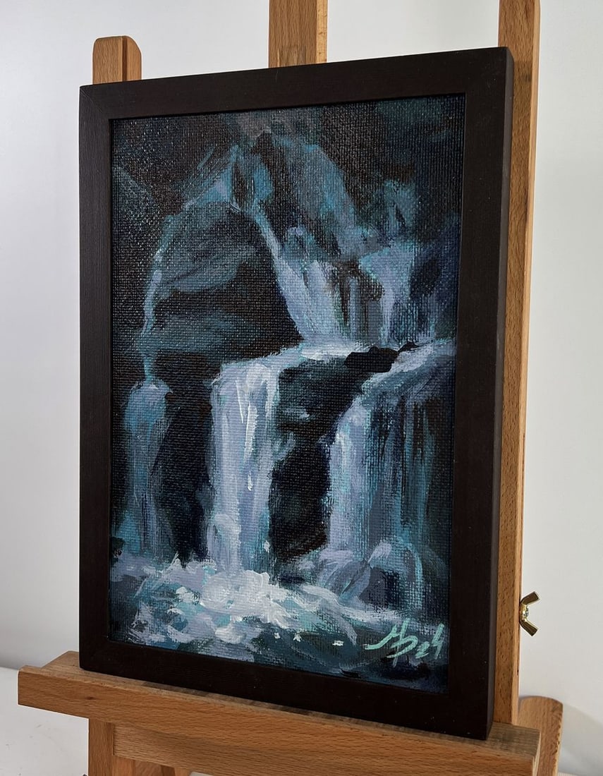 Acrylic painting Mountain waterfall Mykhailo Patskan - 2