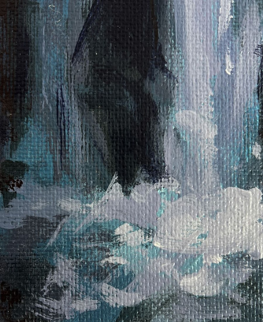 Acrylic painting Mountain waterfall Mykhailo Patskan - 7