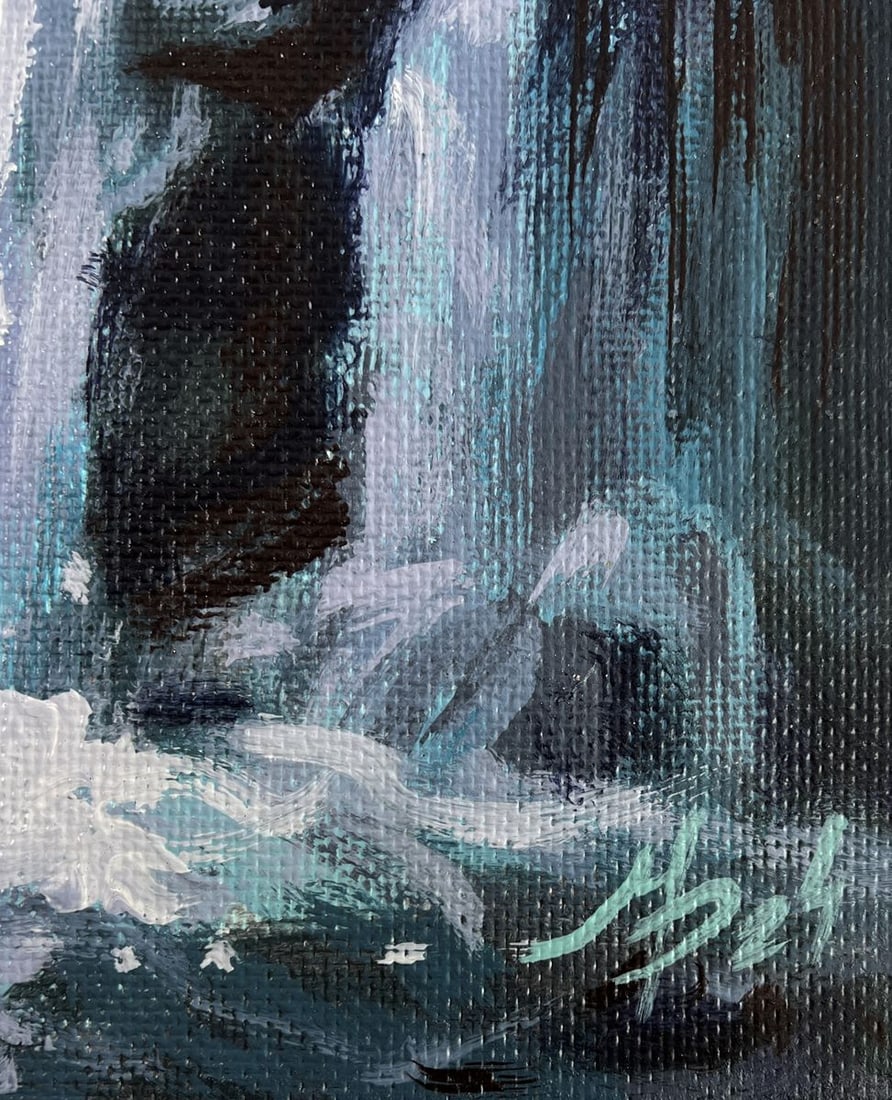 Acrylic painting Mountain waterfall Mykhailo Patskan - 8