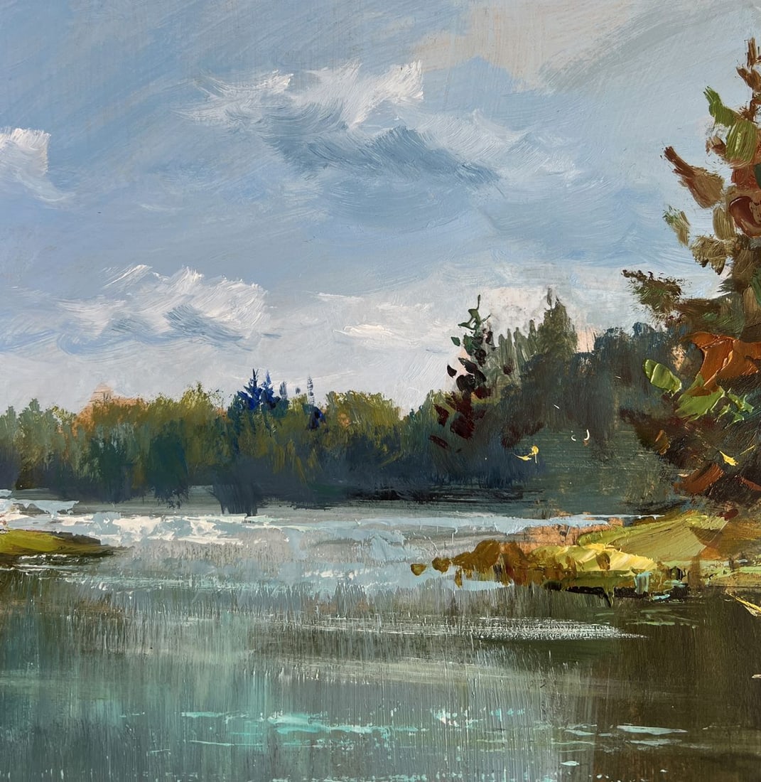 Oil painting A lonely boat by the river Yuriy Suprunchuk - 5