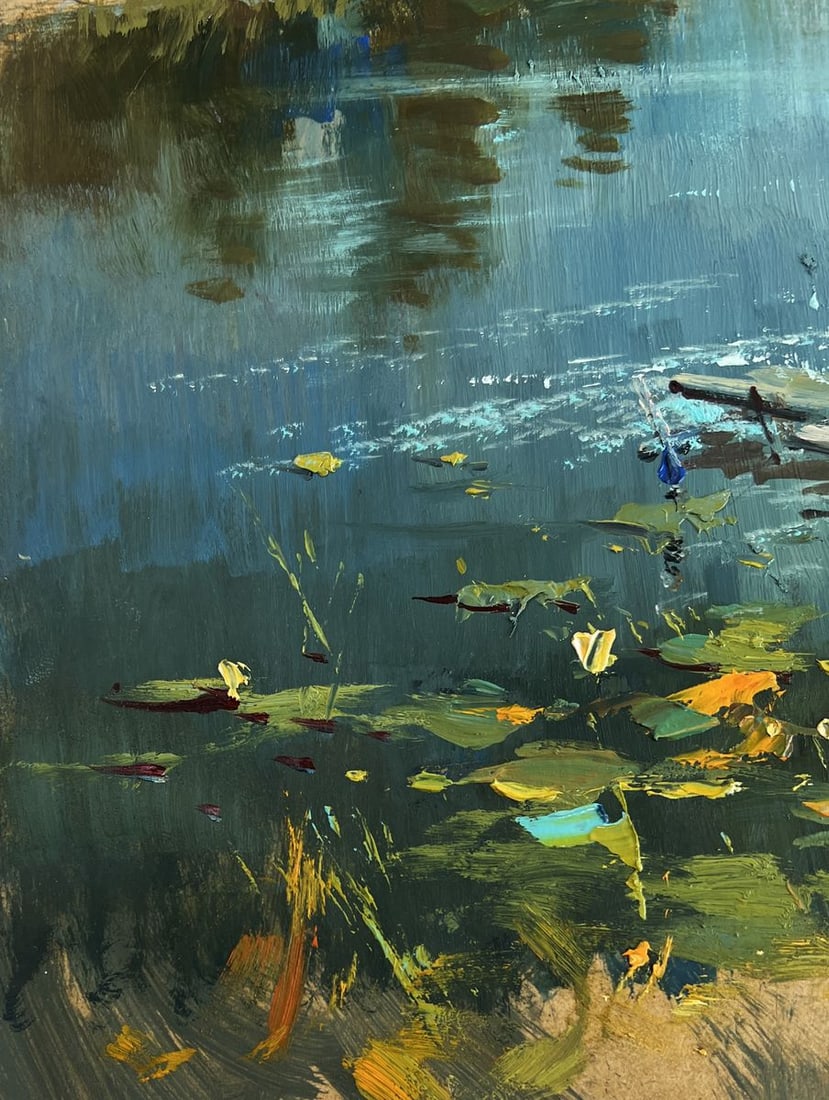 Oil painting A lonely boat by the river Yuriy Suprunchuk - 7