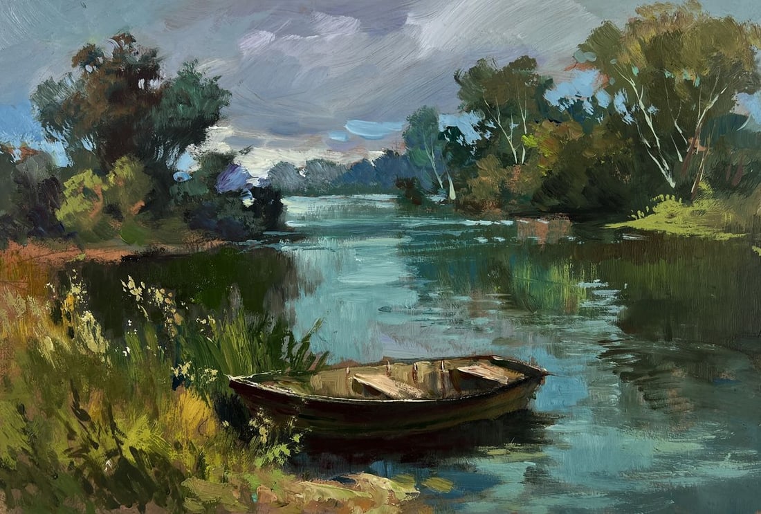 Oil painting The rain is approaching the river Yuriy Suprunchuk - 3
