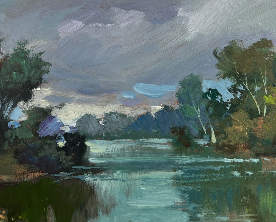Oil painting The rain is approaching the river Yuriy Suprunchuk - 5