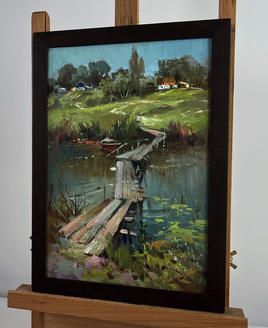 Oil painting Bridge to the village Yuriy Suprunchuk - 2