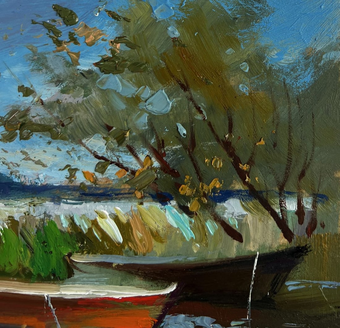 Oil painting Boats moored on the shore Yuriy Suprunchuk - 4