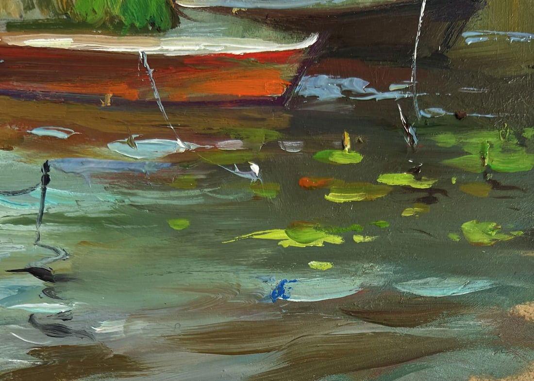 Oil painting Boats moored on the shore Yuriy Suprunchuk - 5